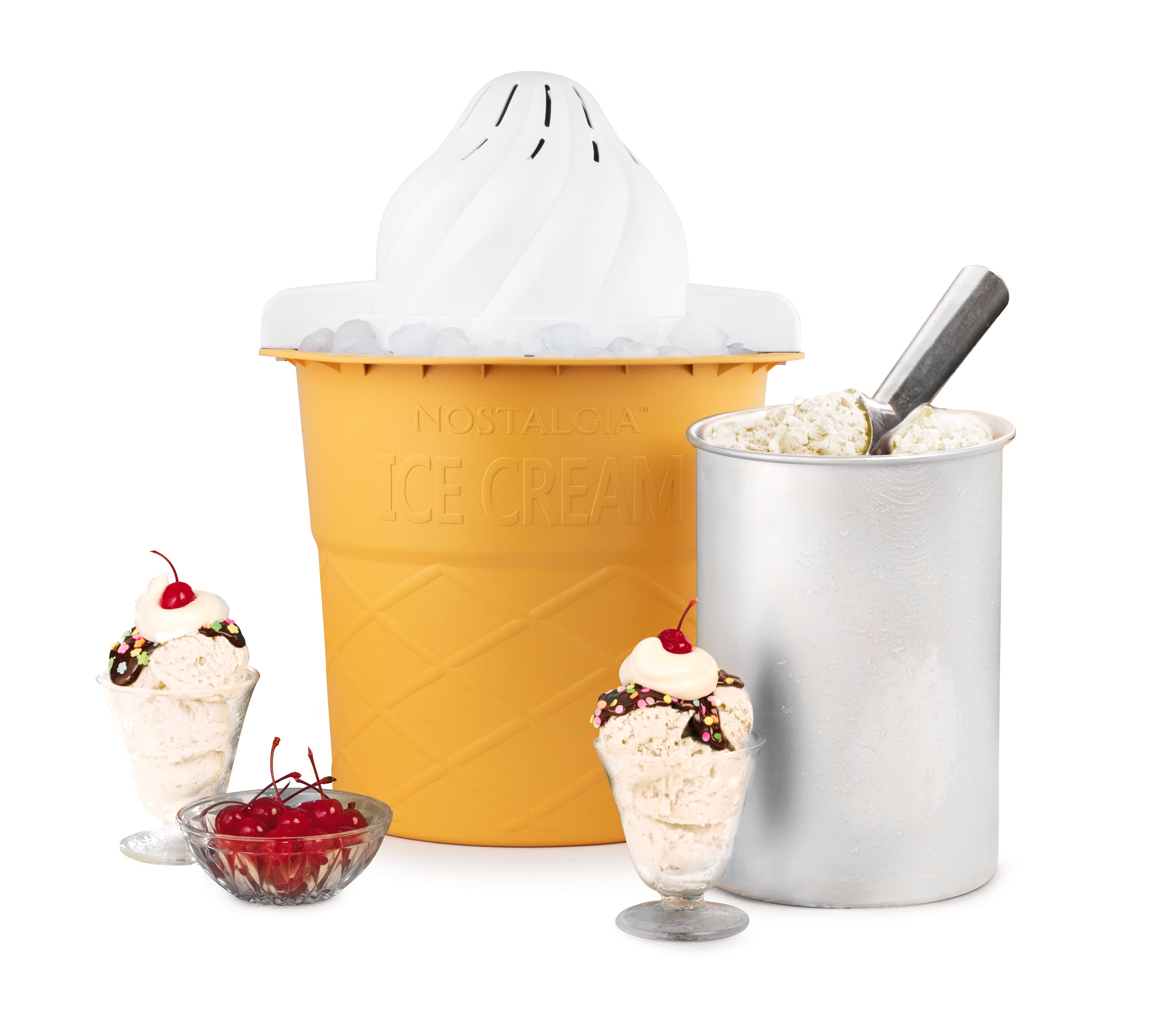 Free Shipping Nostalgia 4 Quart Swirl Cone Ice Cream Maker Vanilla White Walmart