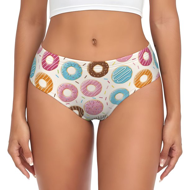 Balery Colorful Donuts Ropa Interior de Algodón para Mujer con Dibujo – Braguitas Cómodas y Elásticas, Estilo Clásico-XX-Large