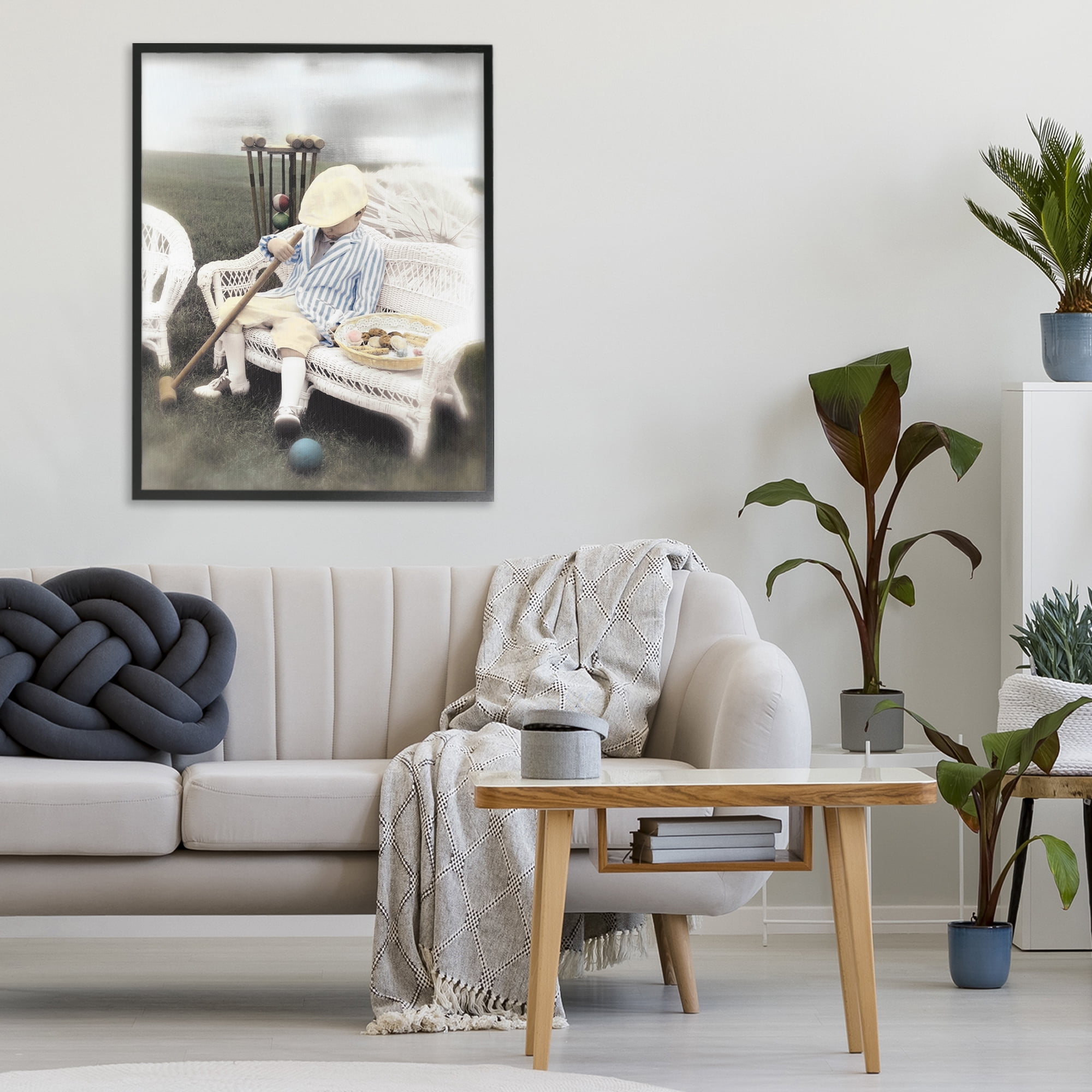Stupell Industries Child with Croquet Mallet Black Framed Giclee Art, design by Kendra Dew