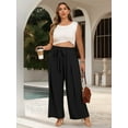 thumbnail image 6 of LANREMON Womens Pants Plus Size Wide Leg Loose Pants Summer Casual Pants for Women Louge Black Pants for Women High Waisted Pants XXL, 6 of 9