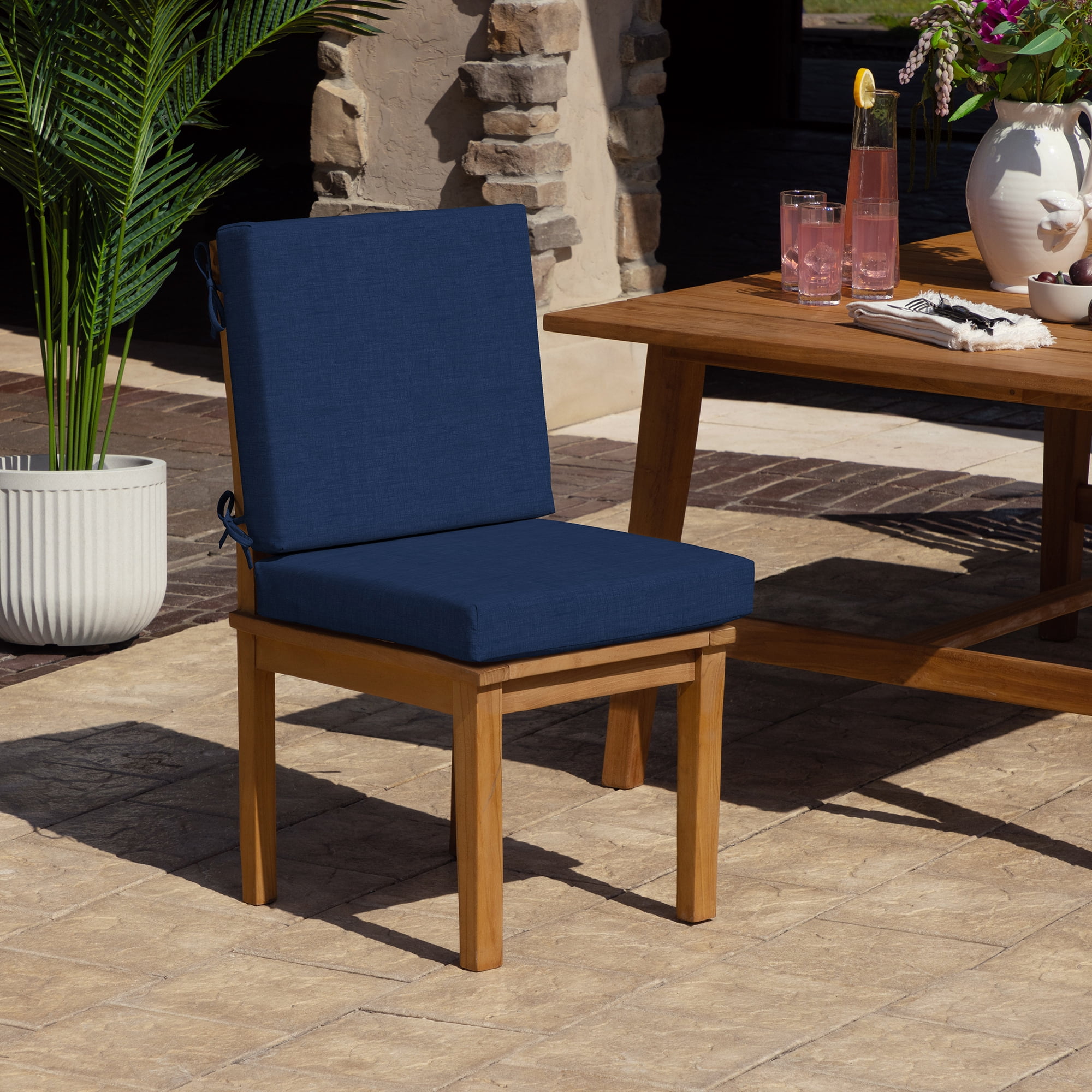 ARDEN Foam Outdoor Dining Chair Cushion, 20 x 20, made with ProFoam, Rain-proof, Fade Resistant, Sapphire Blue Leala