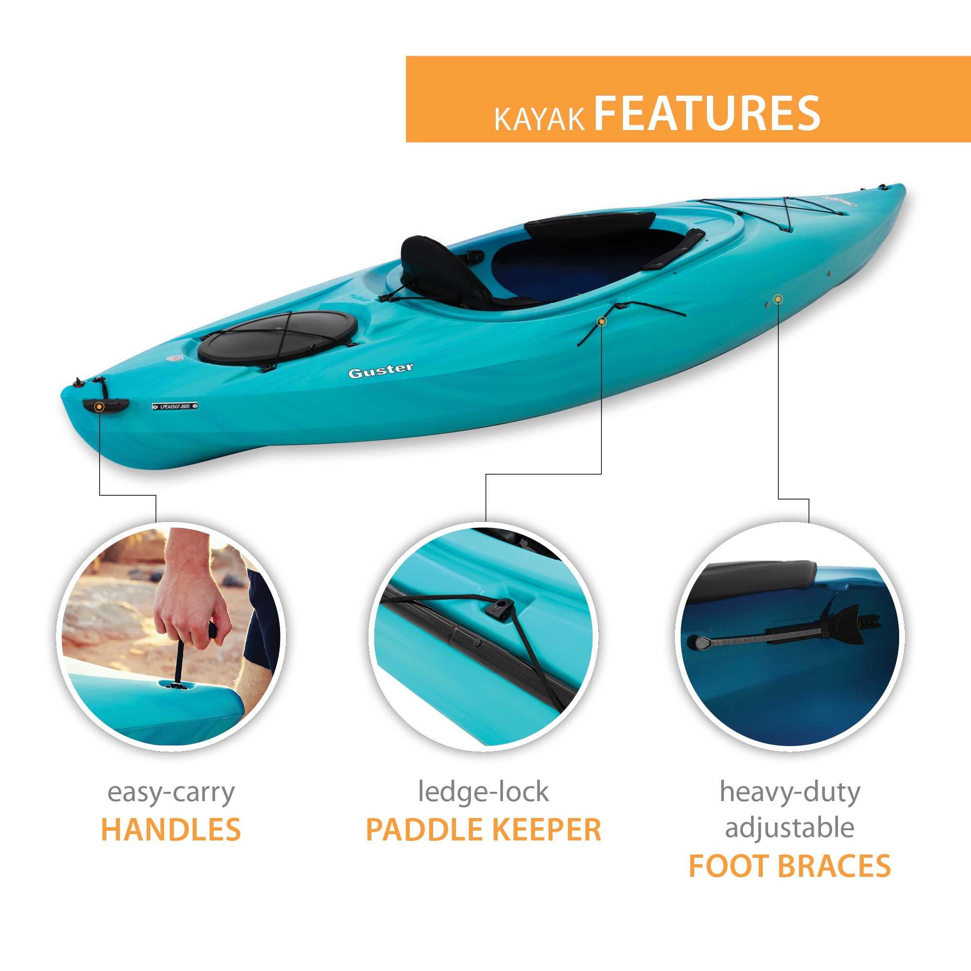 Lifetime Guster 10 ft Sit-Inside Kayak, Bahama Fusion (91157)