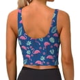 thumbnail image 3 of Fotbe Plants And Flamingos Pattern Womens' Sports Bra Longline Wirefree Padded with Medium Support Sports Moisture-Wicking Workou Vest,Tank Top-Small, 3 of 9