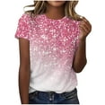 thumbnail image 2 of Herrnalise Women's Sequin Tops Sparkly Glitter Blouses Sequined Short Sleeve Shirts for Holiday Club Night Gear up for greatness for less, 2 of 4
