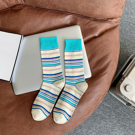 

10 pair Women Stripes Contrast Colors With Vintage Striped Midtube Socks Color Random