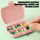 thumbnail image 5 of Pastillero portátil Vitamin Organizer | Mini estuche de 6 compartimentos | Plástico a prueba de humedad | Almacenamiento de medicamentos de viaje | Tamaño de bolsillo | Verde Amarillo Azul Rosa |, 5 of 5