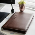 thumbnail image 4 of Premium Business Portfolio with Zipper – Padfolio - Superior Business Impressions Begin with PU Vegan Leather, 10.1 Inch Tablet Sleeve, Smart Storage, Solar Calculator, Writing Pad -Brown, 4 of 15