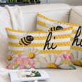 thumbnail image 2 of Spring Bees Daisy Pillow Protectors with Zipper Standard Size, Rustic Tulips Dots Yellow Striped Burlap Soft Brushed Microfiber Breathable Throw Pillow Covers, Pillowcase for Couch Sofa 20"x26", 2 of 9