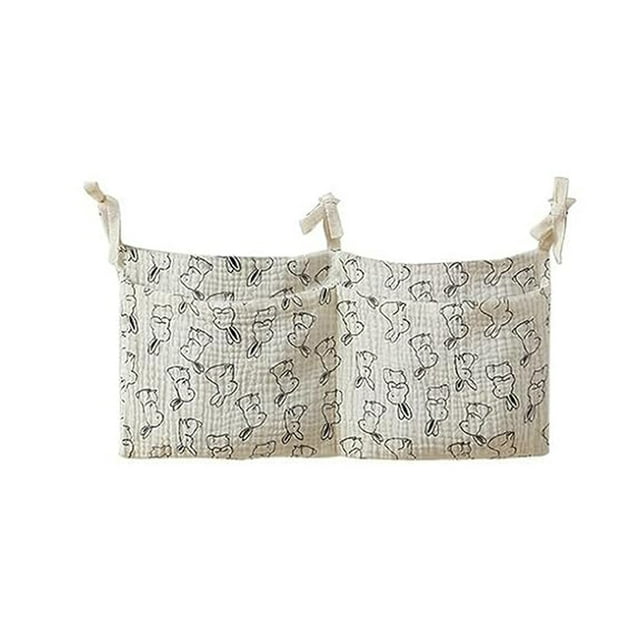 Leodye 1PCS Hanging Storage Bag Large-capacity Sturdy Fabric Bedside Diaper Sundry Organizer Bag