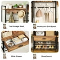 thumbnail image 4 of Cvortll Coat Rack, Industrial Entryway Hall Tree with Drawer, 5 in 1 Entryway Bench with Storage Shoe Rack and 12 Hooks, Freestanding Home Organizer with Shelf & Grid Panel, Anti-Dumping, 4 of 10