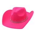 thumbnail image 5 of Wide Brim Hat Summer Photo Props Western Cowboy Hat for Travel Beach Outdoor Rose Red, 5 of 9