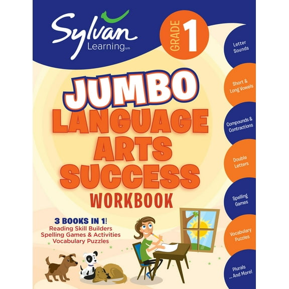 Pre-Owned 1st Grade Jumbo Language Arts Success Workbook: 3 Books in 1 # Reading Skill Builders, Spellings Games, Vocabulary Puzzles; Activities, Exercises, and (Paperback) 037543030X 9780375430305