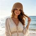 thumbnail image 5 of Krdevn Bohemian Crochet Hat Handmade Shell Lightweight Boho Cap for Beach and Travel,One Size, 5 of 6