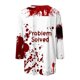 thumbnail image 4 of Camisa de manga larga con estampado de salpicaduras de sangre de Halloween para mujer, blusa informal con cuello redondo y gráfico para fiestas navideñas, 4 of 5