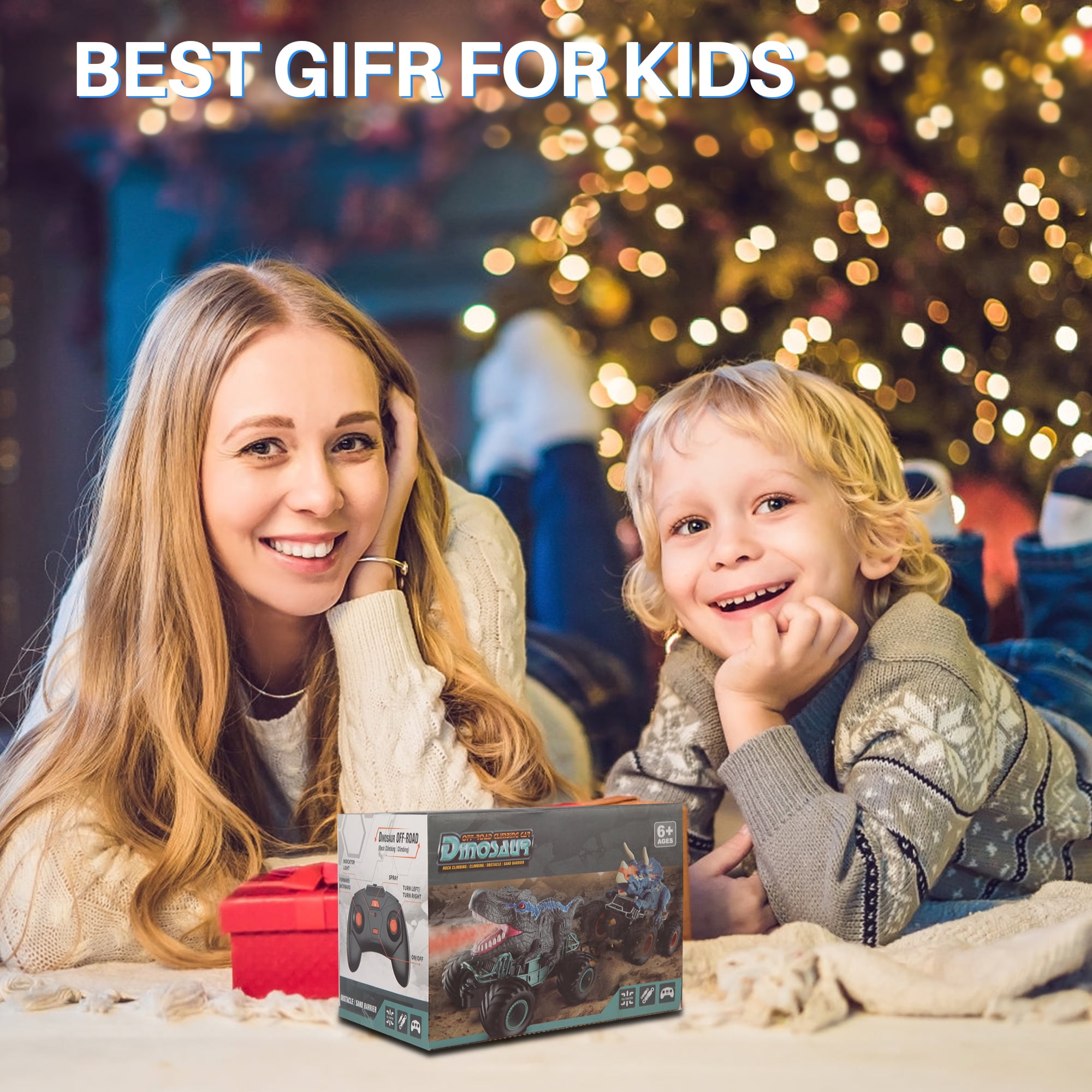 UUGEE Remote Control Dinosaur Cars for Boys, Monster Truck with Light Sound Spray, 2.4G RC Cars Christmas Birthday Gifts Toys for 6 8 9 10 Year Old Kids