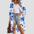 thumbnail image 4 of Xdegoge Kimono Cardigans for Women Open Front Half Sleeve Boho Tropical Print Cover Up Sheer Chiffon Duster Lightweight Summer Casual Daily Outerwear, 4 of 7