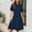 Blue, variant on LADIGASU Women's Casual Lace Short Sleeve Round-Neck Dress Fold Solid Color Dress