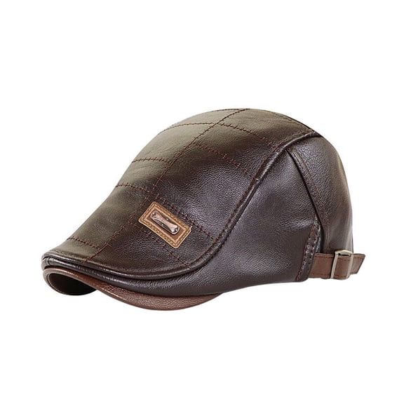 AJGRHE Men's Adjustable Newsboy Beret Hat Fashion Driving Cap Flat Baseball Cap Brown One Size