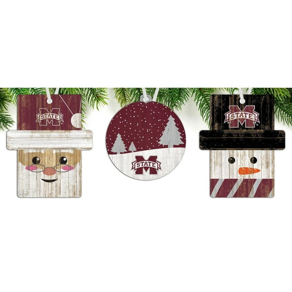 Mississippi State Bulldogs 3-Pack Ornament Set
