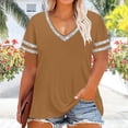 thumbnail image 5 of Auralook Oversized Tshirts for Women V Neck Short Sleeve Summer Color-Blocked Raglan Sleeves Casual Basic Loose Tops, 5 of 6