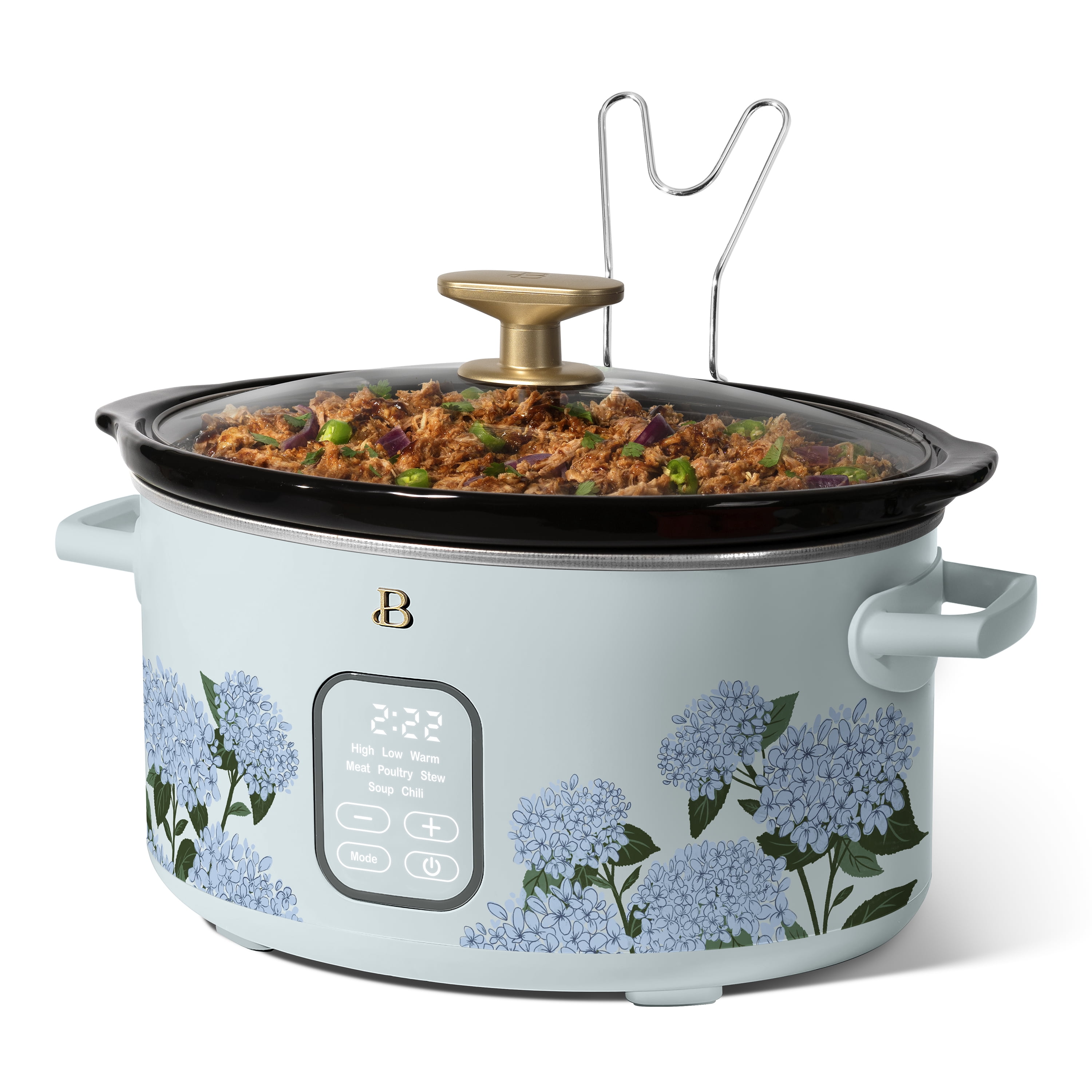Beautiful 6 Qt Programmable Slow Cooker, Hydrangea Floral by Drew Barrymore