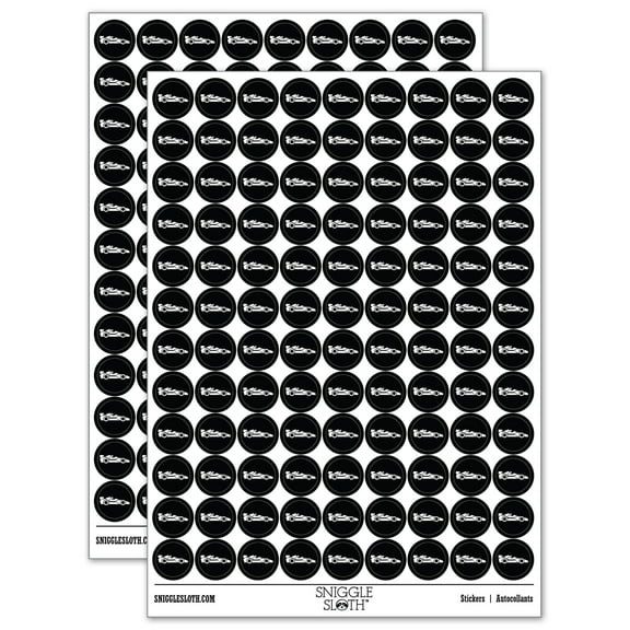Racing Car Racecar Vehicle Automobile 200  Round Stickers - Black - Gloss Finish - 0.50" Size