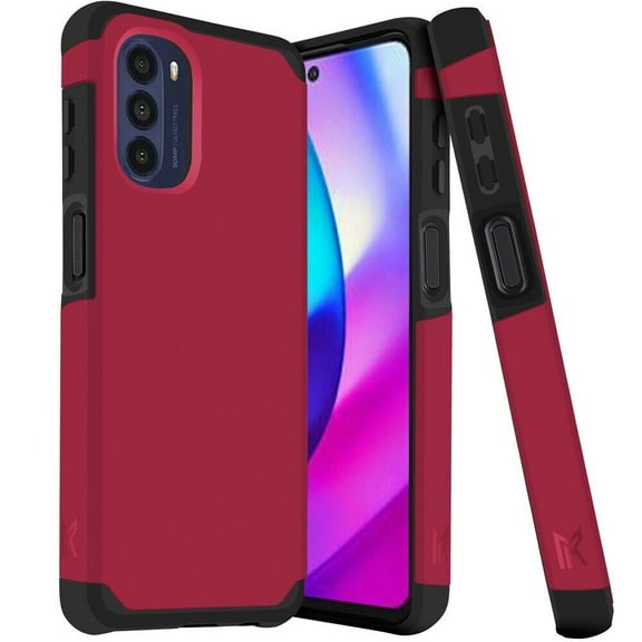For Motorola Moto G Stylus 4g 2022 XT2211DL Shockproof Cover Case   Tempered Glass - mk Dark Pink
