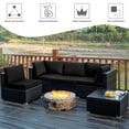 thumbnail image 6 of Costway 5PCS Patio Rattan Furniture Set Cushioned Sofa Chair Coffee Table Black, 6 of 11