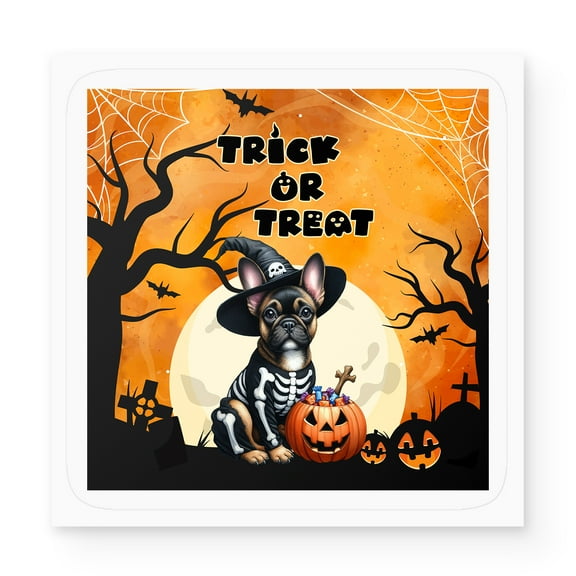 Trick or Treat French Bulldog Needs Candy Happy Halloween Night Vinyl Sticker Dog Lover Gifts Waterproof Decal Art Decor - 02020