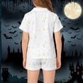 thumbnail image 5 of CONZONE Halloween Pajamas for Girls Ghost Pjs Set Hallowmas Jammies Short Sleeve Button Down Shirts Shorts 2 Piece Sleepwear Loungewear for Kids, 5 of 7