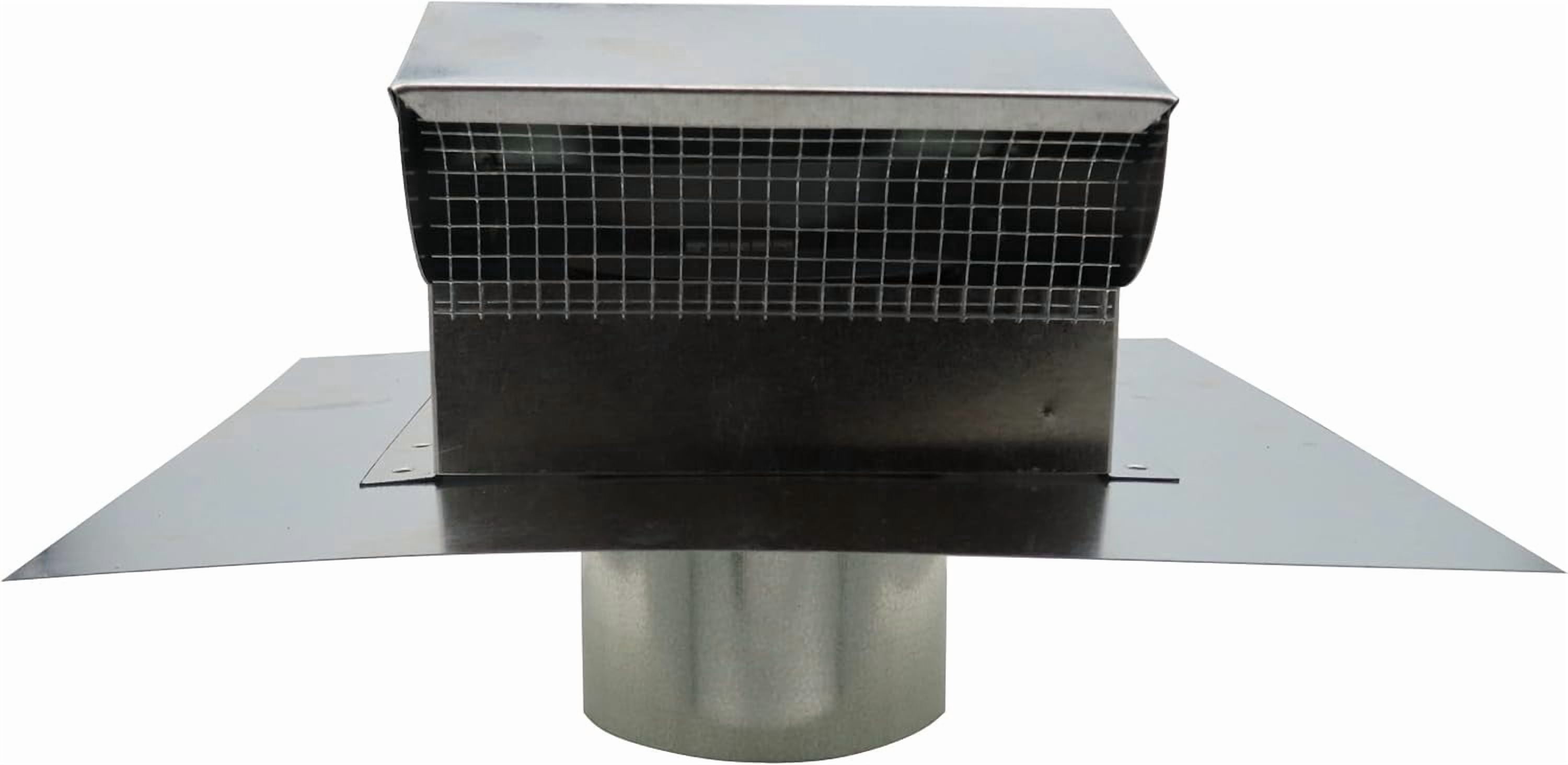 RDP Rooftop Exhaust Vent Cap with Damper and Bottom Extension (4 Inch, Galvanized)