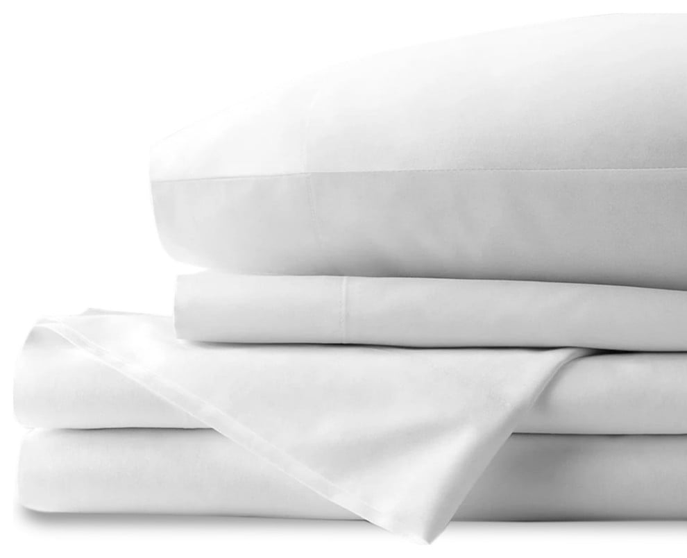 Delilah Home 100 Organic Cotton Bed Sheets, White, Queen