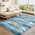 thumbnail image 4 of Janvonne Fluffy Area Rug for Bedroom, Modern Shaggy Carpets Fuzzy Rug for Teens Dorm Bedside Home Decor Aesthetic, Heavy Duty Non Slip, 4x6ft, Abstract Blue and Yellow, 4 of 8