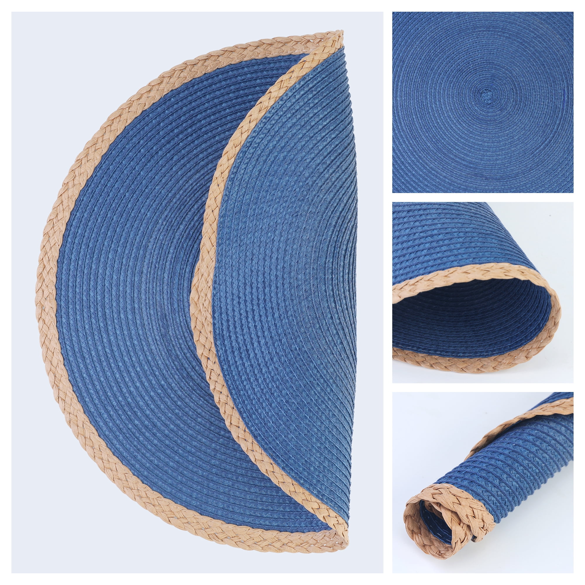 Unique Bargains Farmhouse Woven Placemats Set of 6 for Dining Table Decor Dark Blue