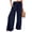 Blue, variant on Wide Leg Pants for Women High Wasited Baggy Palazzo Pants Casual Pull On Bell Bottom Smocked Elastic Waist Pants,Beige 2XL