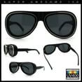 thumbnail image 2 of Retro Dimensional Metal Socket Rim Tear Drop Shape Racer Plastic Sunglasses Matte Black Silver - Black, 2 of 7