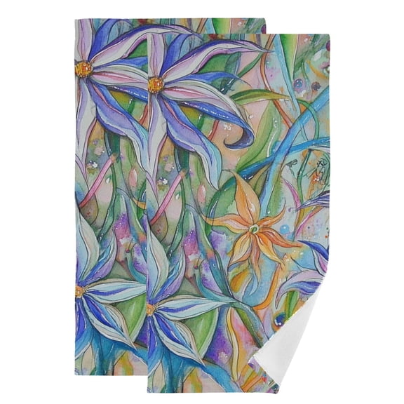 Colorful Abstract Flower Hand Towel Absorbent Bath Towels for Bathroom Sports Gym(28.3" X 14.4") Set of 2