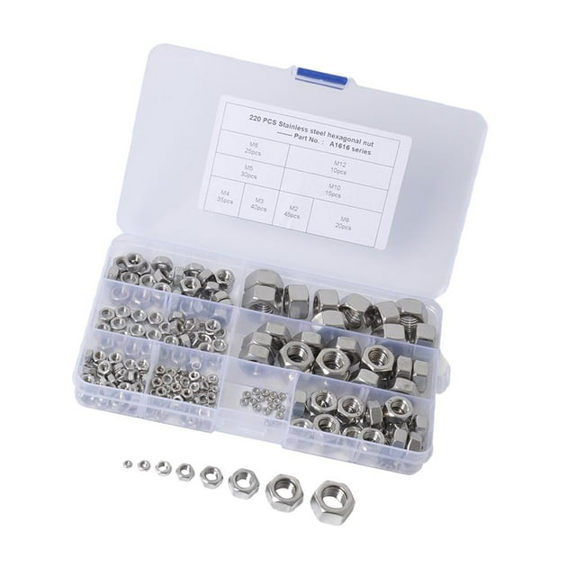 koolsoo 304 STAINLESS STEEL 220pcs FINE PITCH HEXAGON HALF LOCK NUTS HEX THIN NUT