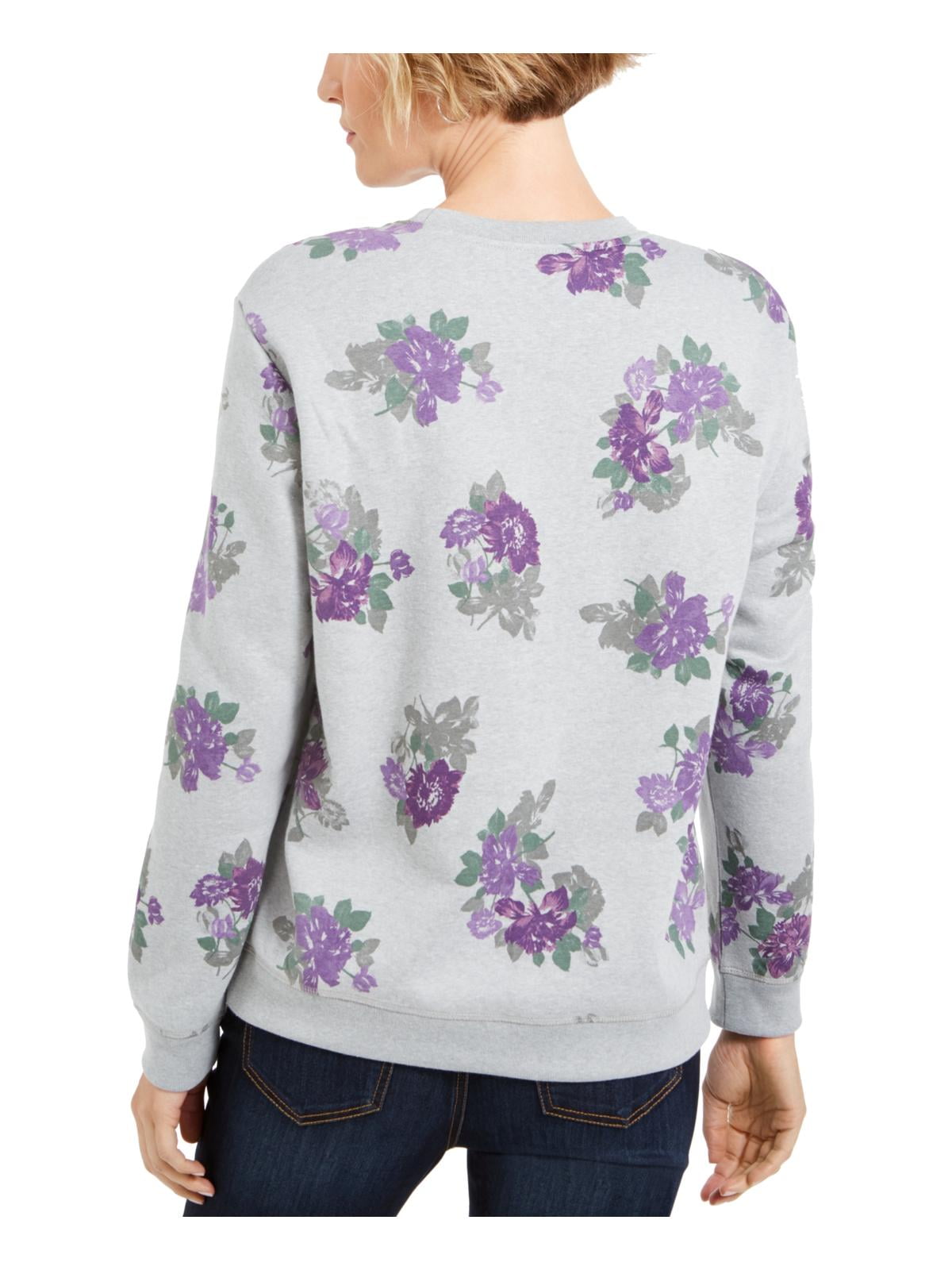 Karen Scott Women's Floral-Print Sweatshirt Gray Size Medium 