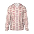 thumbnail image 1 of Balery pink hand drawn bows Sudadera ligera de manga larga con capucha y protección solar UPF 50+ para hombre y mujer, ideal para pesca y running-XX-Large, 1 of 7