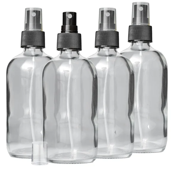 Glass Spray Bottle Set, 8 oz, BPA-Free Fine Mist Sprayer, 4-Pack