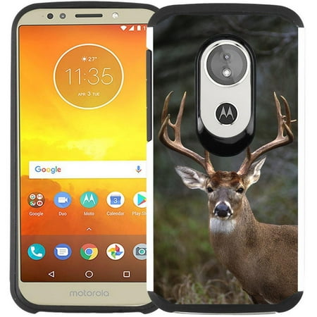 Motorola Moto E5 Play Case / Moto E5 Cruise Case - Colorful Design Hybrid Armor Case Shockproof Dual Layer Protective Phone Cover - Whitetail Deer