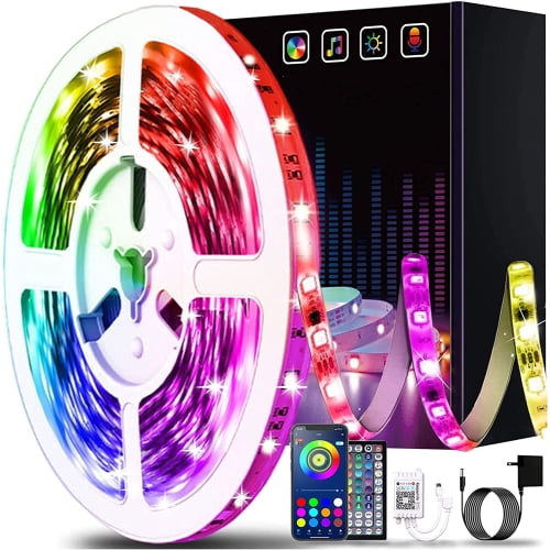 Kit de Bandes Lumineuses DEL à Changement de Couleur Flexible / Télécommande RF Sans Fil / Contrôle par Application pour Téléphone Intelligent / Synchronisation avec la Musique / Bandes Lumineuses DEL Étanches 5050 RVB - Décoration de Noël - 16,4 Pi/5 m