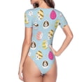 thumbnail image 4 of Naloa Happy Easter Women's Short-Sleeved Onesie, One-Piece Swimsuit for Parties, dates, clubs - Medium, 4 of 9