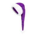 thumbnail image 3 of Long Santa Hat with Plush Brim for Adults Christmas Santa Hat (Purple One Size), 3 of 3