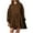 DT-Brown, variant on DailyTrove Women's Solid Color Fit & Flare Dress, Long Sleeve, Casual Lounge & Weekend Wear, Soft Cotton Blend, Relaxed Fit, Plus Size Friendly