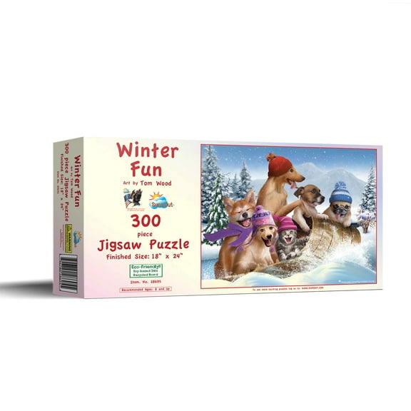 SUNSOUT INC - Winter Fun - 300 pc Jigsaw Puzzle by Artist: Tom wood - Finished Size 18" x 24" - MPN# 28695