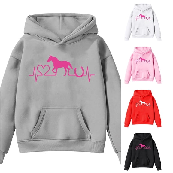 Ulitacool Toddler Girls Fall Sweatshirt Crewneck Long Sleeve Hoodies Cartoon Prints Top Classic Playsuit 4-5 Years Grey