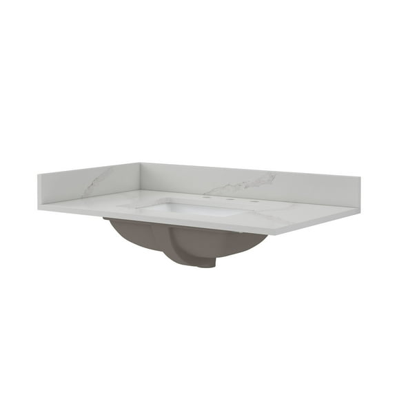 Craft   Main Qz37228r 37" Quartz Vanity Top - Calacatta Bianco