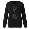 thumbnail image 1 of Birdeem Mode Femmes Décontracté Col Rond Papillon Strass Manches Longues T-Shirt, 1 of 4